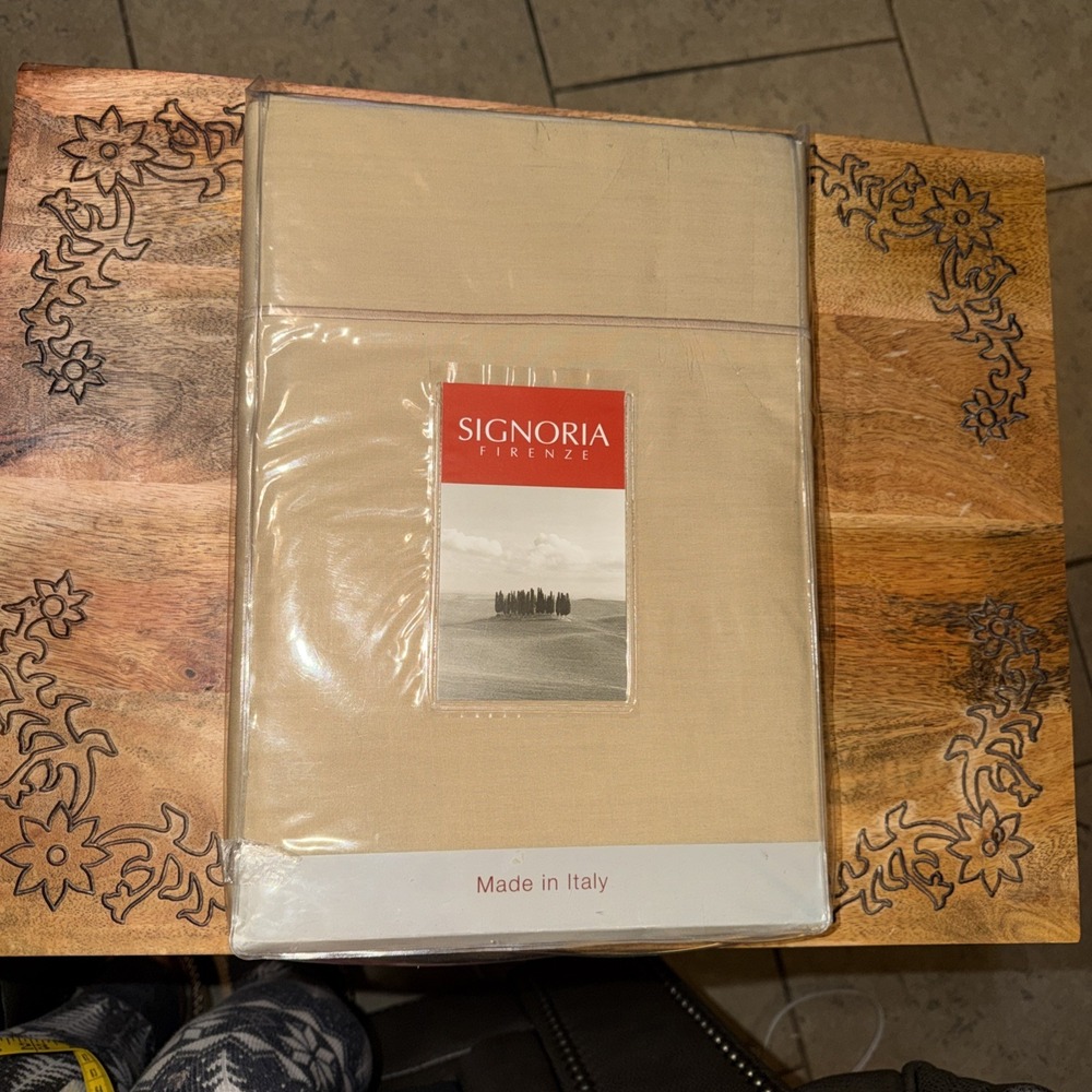 SIGNORIA FIRENZE ITALY Luxury Amalfi TWIN Flat Sheet Coffee  $175 New